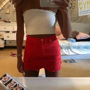 Red mini skirt